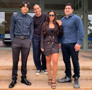 Kayla Cardona with her son and brothers