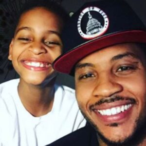 Kiyan Carmelo Anthony with his father, Melo
