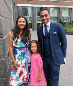 Marilee Fiebig with her husband, TJ Holmes, and daughter